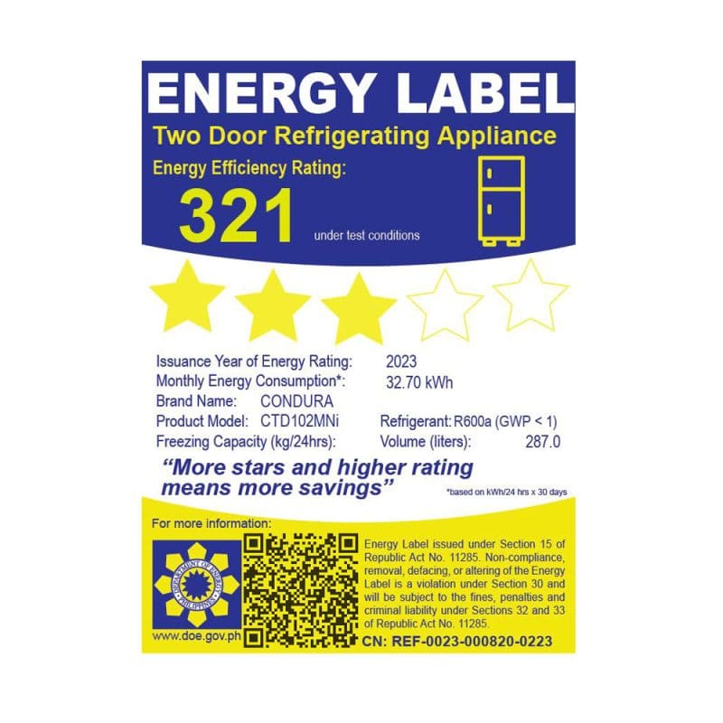 Energy Label Two door refrigerating appliance