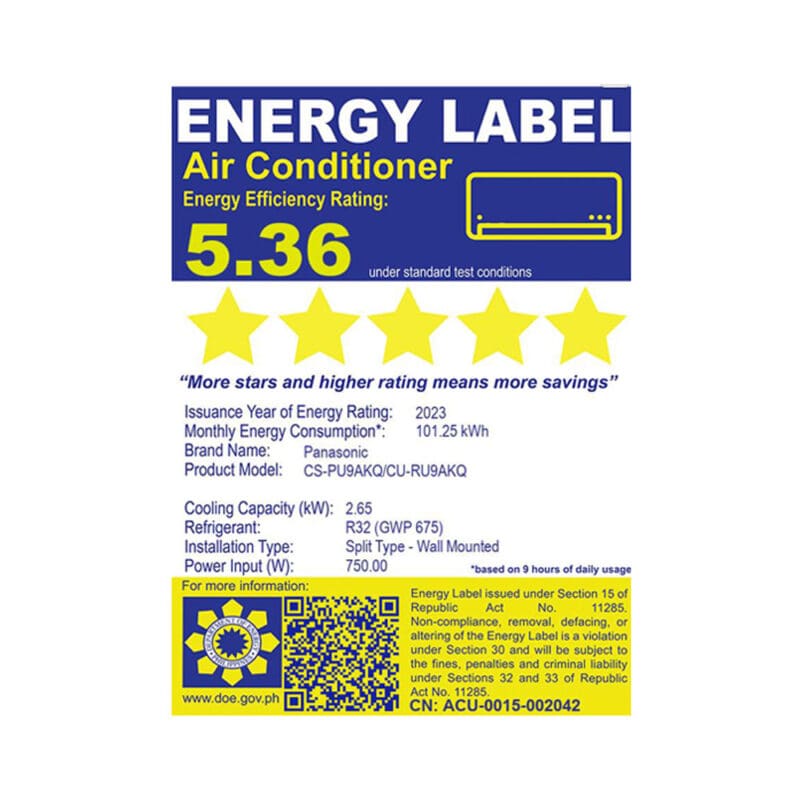 Air conditioner energy label sticker