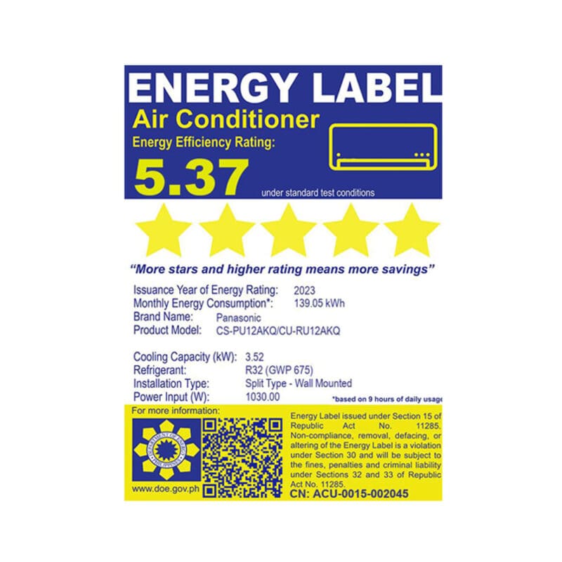 Air conditioner energy label sticker