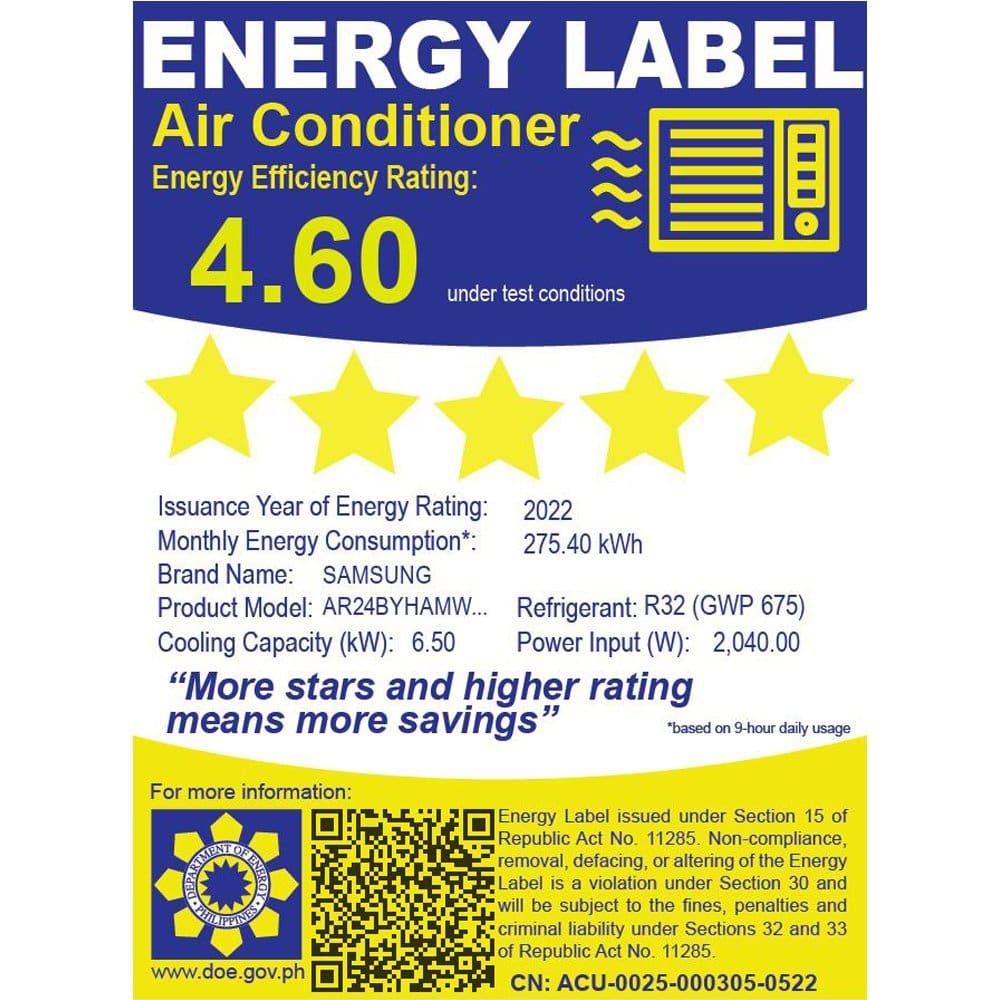 Samsung 2.5 HP WindFree Inverter Split Type Aircon AR24BYHAMWKNTC - Image 4