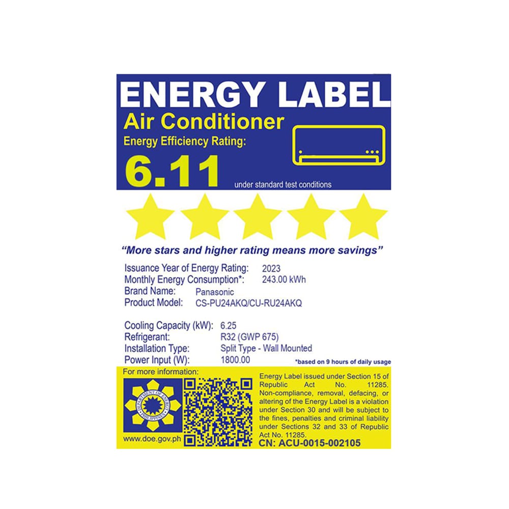 Panasonic 2.5HP Standard Inverter Aircon CS/CU-PU24AKQ - Image 3
