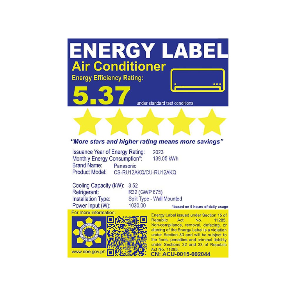 Panasonic Deluxe Inverter RU Series Aircon CS/CU-RU12AKQ - Image 3