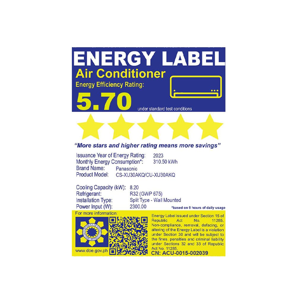 Panasonic 3HP Premium Inverter CS/CU-XU30AKQ - Image 2