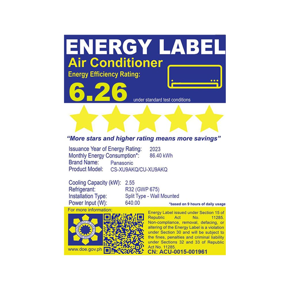 Panasonic 1HP Premium Inverter Split Type Aircon CS/CU-XU9AKQ - Image 4
