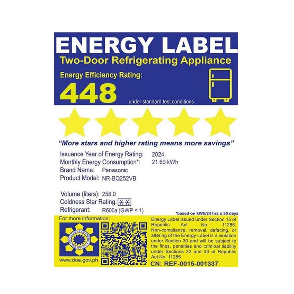 Panasonic 9.1 cu ft Direct Cool Inverter Refrigerator NR-BQ252VB - Image 4