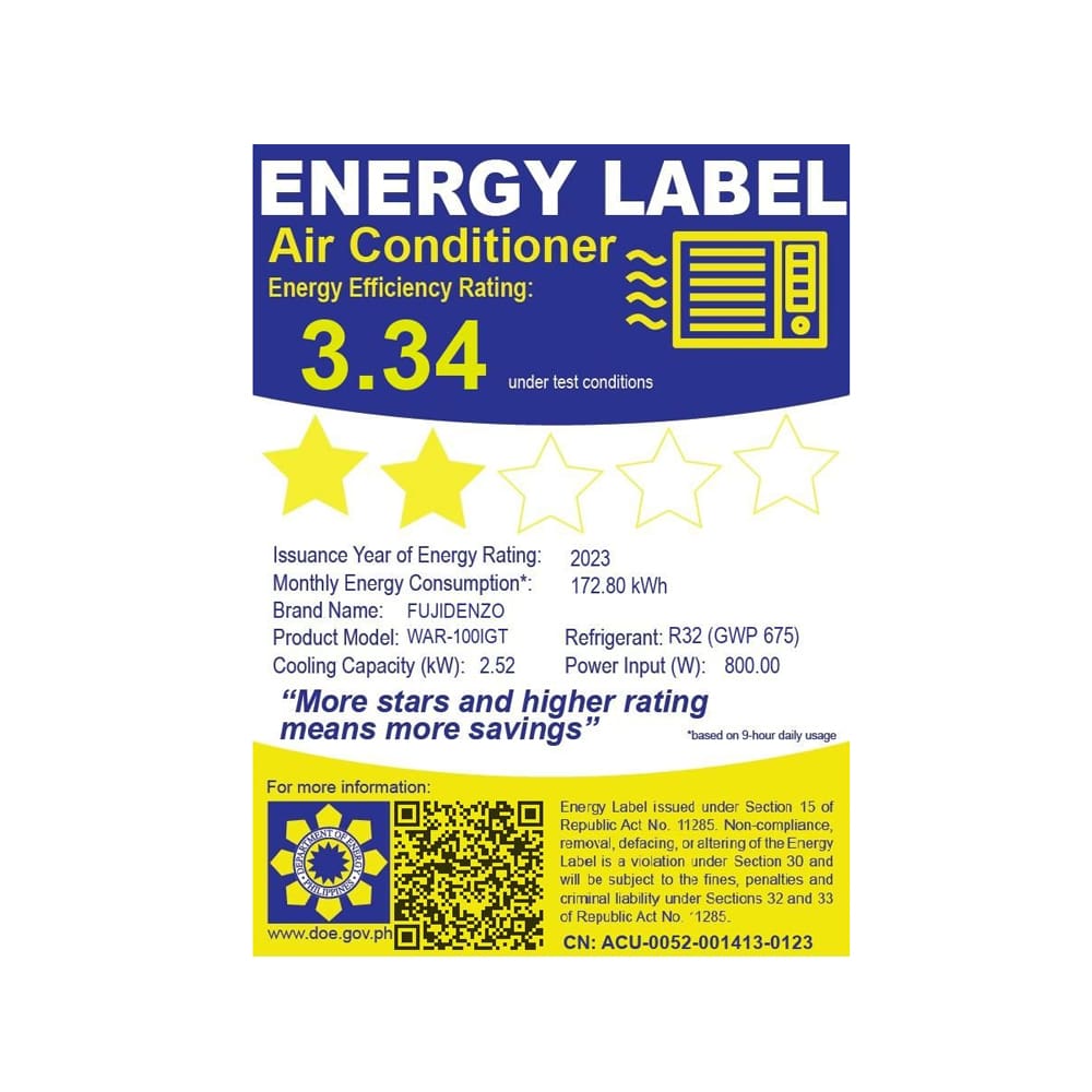 Fujidenzo 1.0 HP Window Type Aircon WAR-100IGT - Image 2